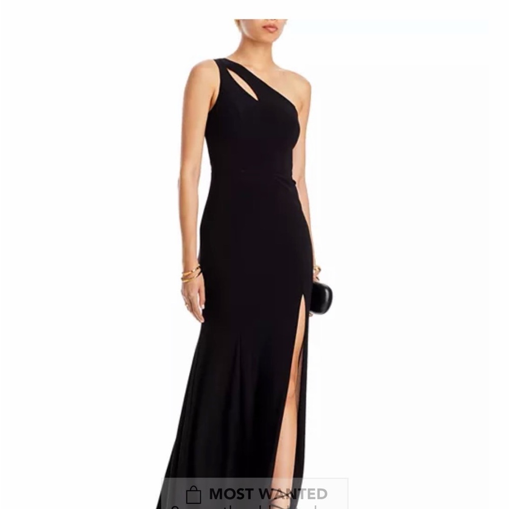 Aqua Black One-Shoulder Gown